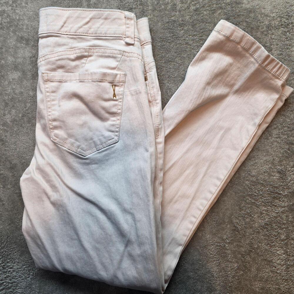 Vintage America Straight Jeans Womens 2 Pink Light Wash Mid Rise Stretch Denim